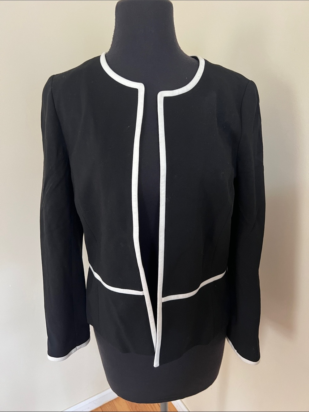 Talbots Black Jacket with White Trim